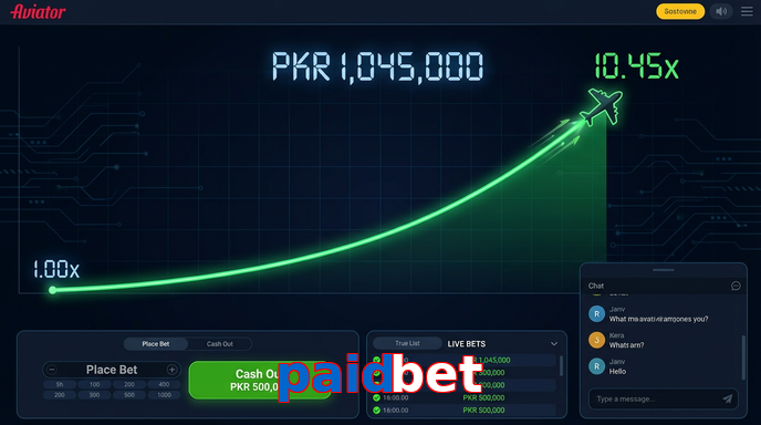Main screen of Paidbet aviator page for PK players