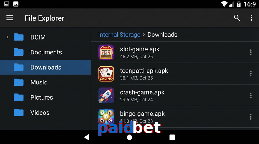 Main screen of Paidbet gameapk page for PK players