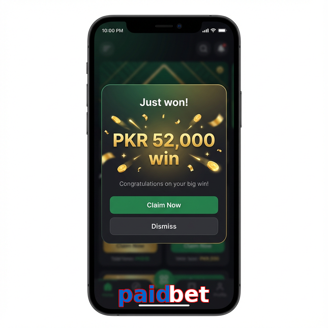 Main screen of Paidbet win page for PK players